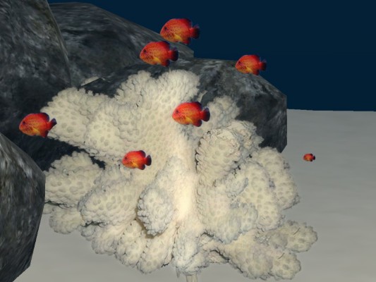 WhiteCoral w/Orange fish emitter on/off